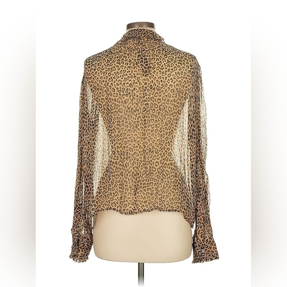 J.Crew Ruffle Button-Up Shirt in Leopard-Print Crinkle Chiffon – Size 10 – NWT - Picture 6 of 9